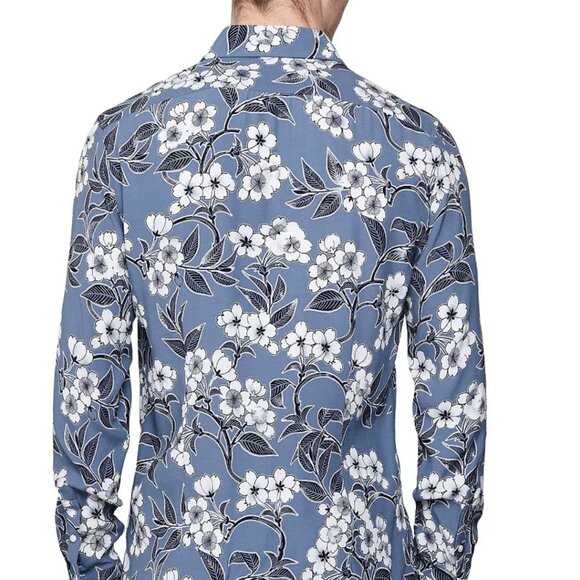 REISS Men's Freddie Floral Print Slim Fit Long Sleeve Button-Down Shirt Size M - Picture 2 of 9